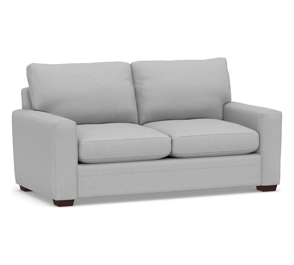 Pearce Modern Square Arm Upholstered Sofa 76", Down Blend Wrapped Cushions, Brushed Crossweave Light Gray - Image 0