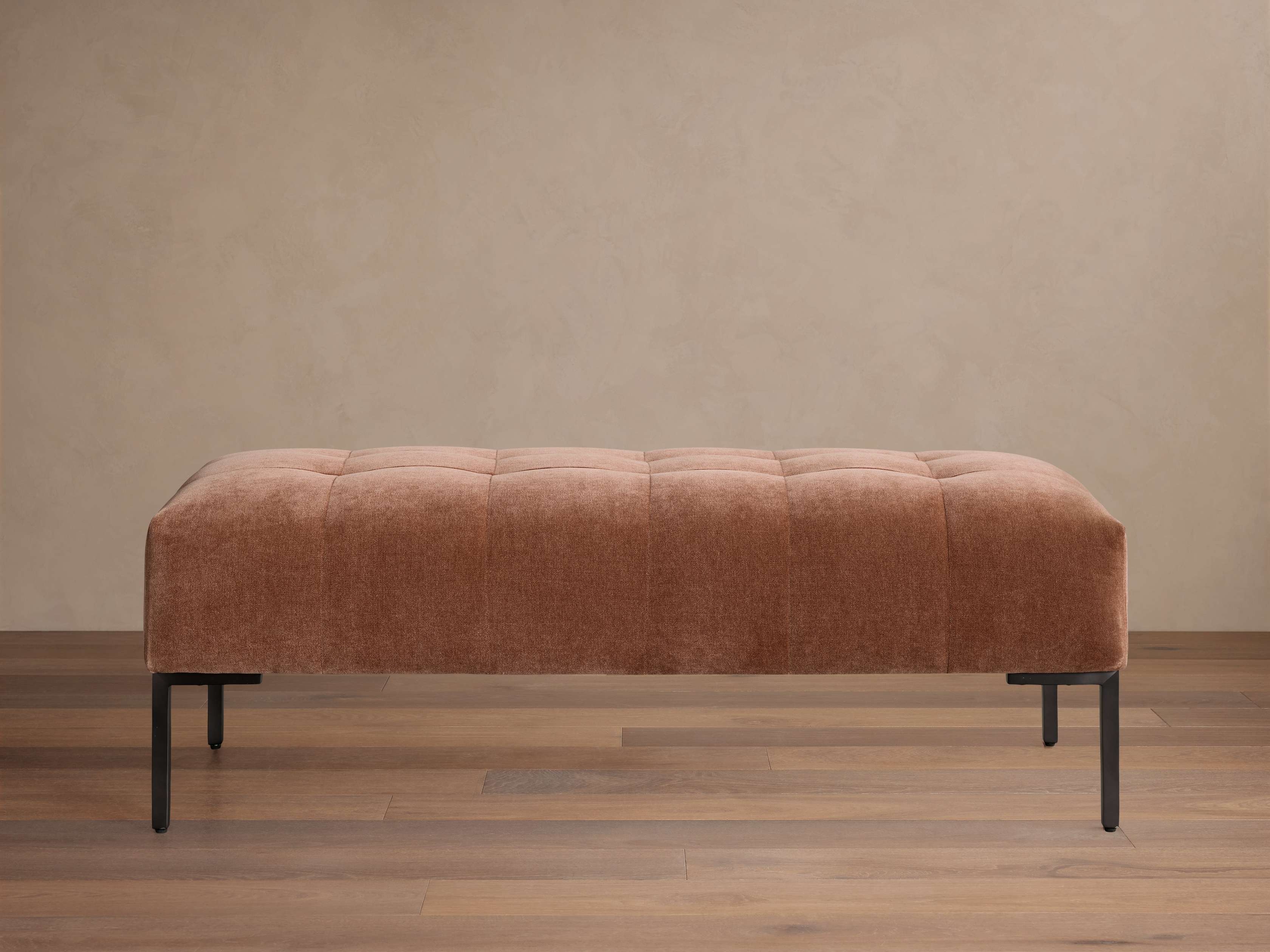 Tilton Tufted Bench in Upholstered Orange  Quincy Cinnamon/48" - Image 0