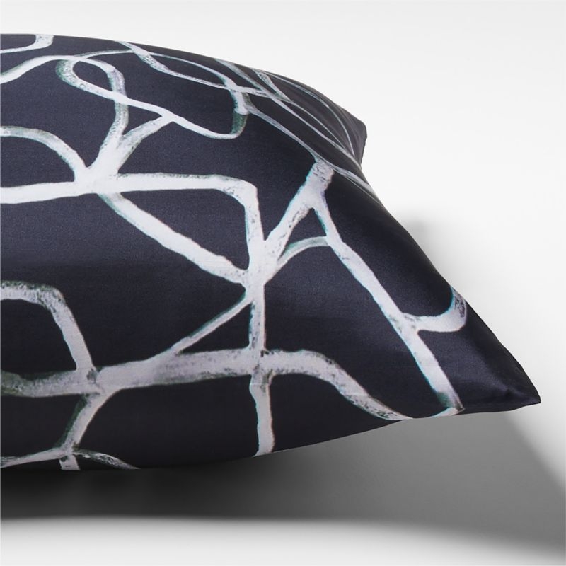 Kyo Black and White Silk Throw Pillow with Feather-Down Insert 20"x20" - Image 2