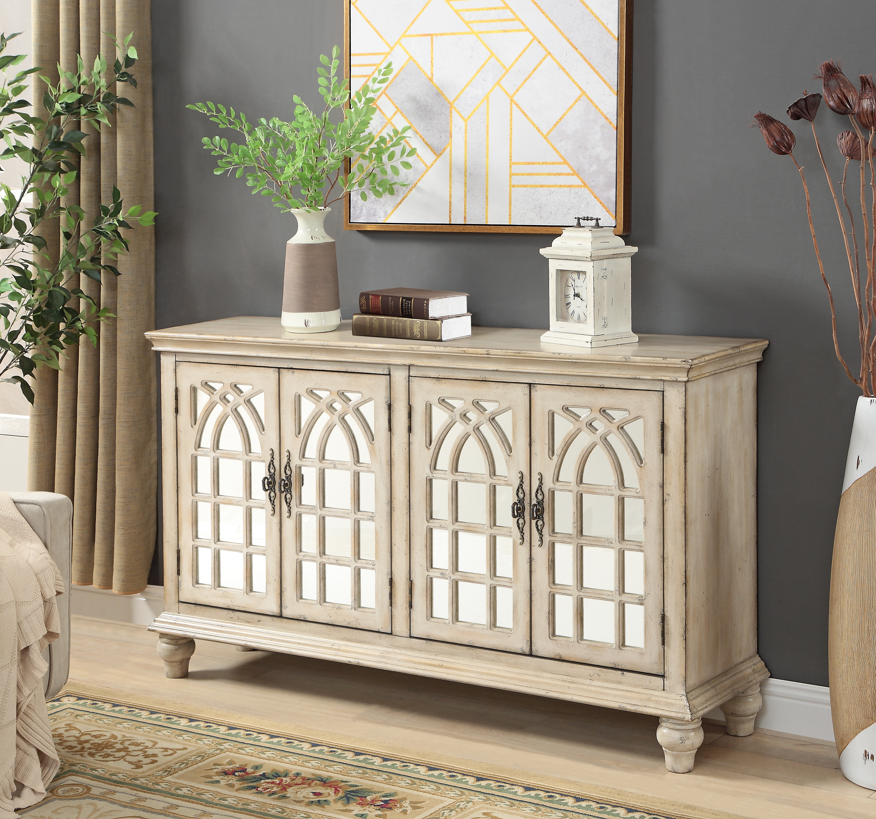 Four Door Credenza, French Cream - Image 3