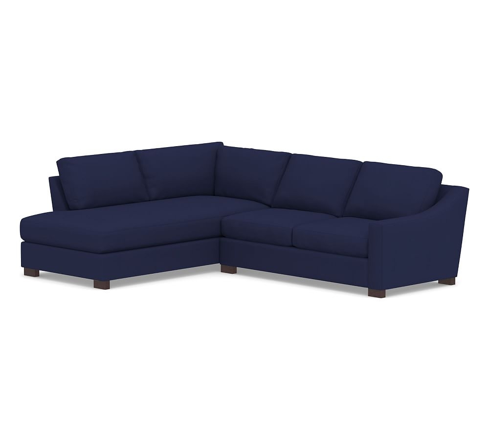 Turner Slope Arm Upholstered Right Sofa Return Bumper Sectional, Down Blend Wrapped Cushions, Performance Twill Cadet Navy - Image 0
