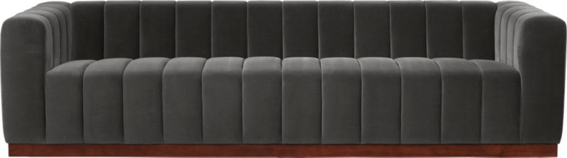 Forte 101" Extra-Large Channeled Sofa with Walnut Base Curious Linen - Image 2