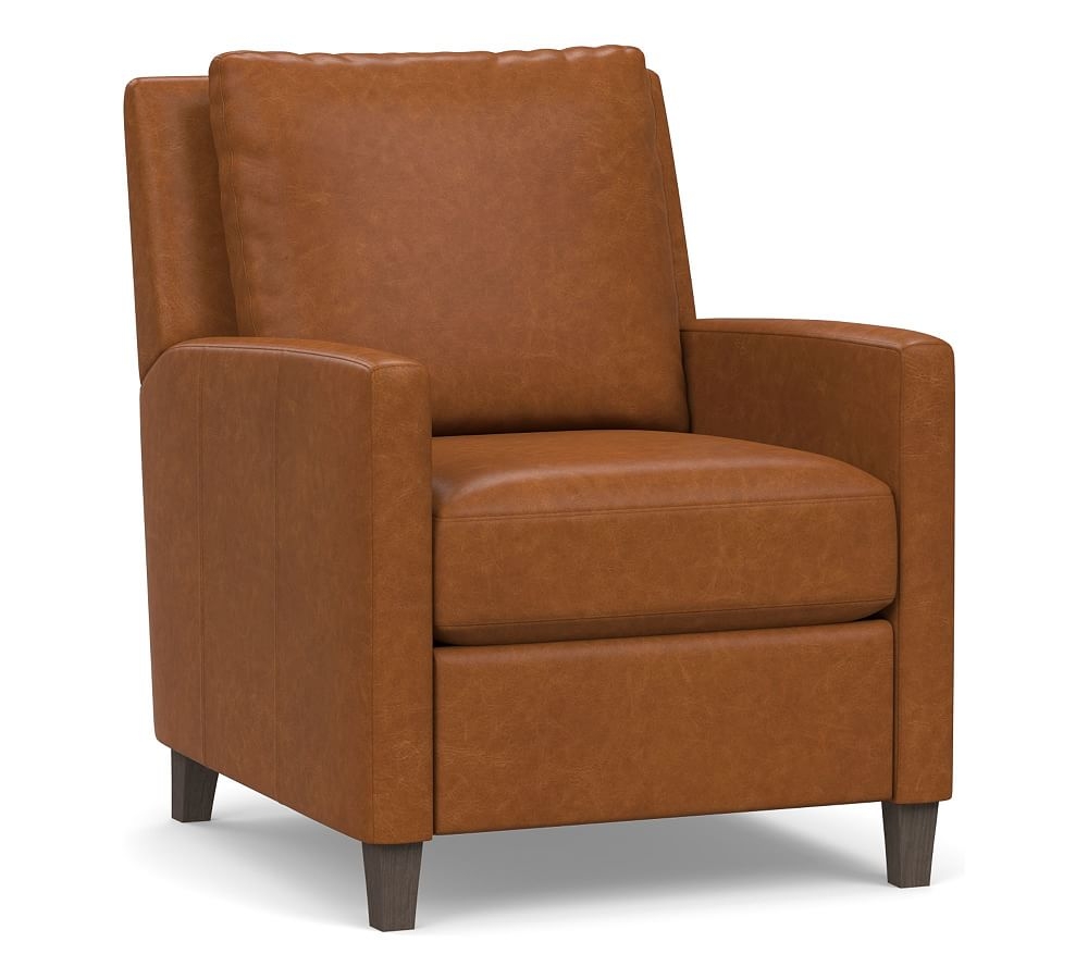 Felix Leather Recliner, Down Blend Wrapped Cushions, Statesville Caramel - Image 0