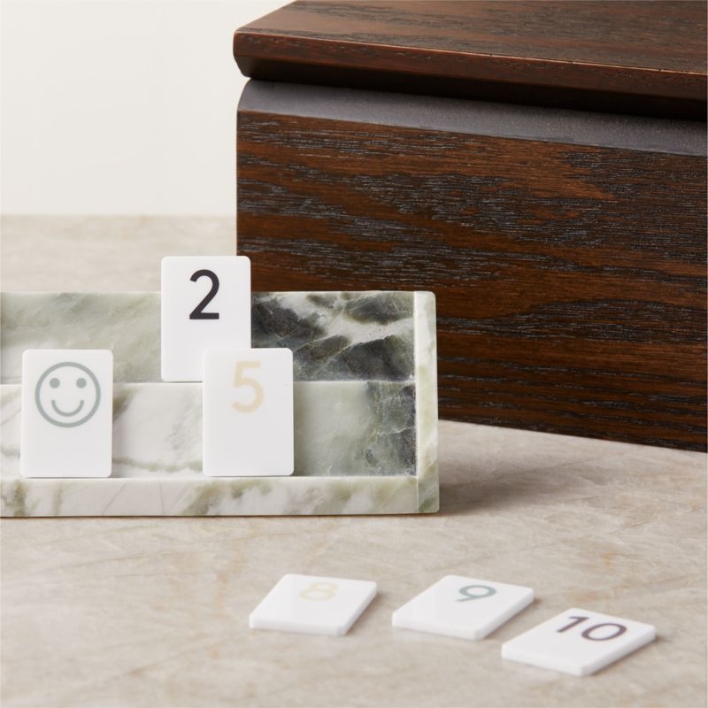 Reign Green Marble Rummy Cube Game Set with Oak Wood Box - Image 1