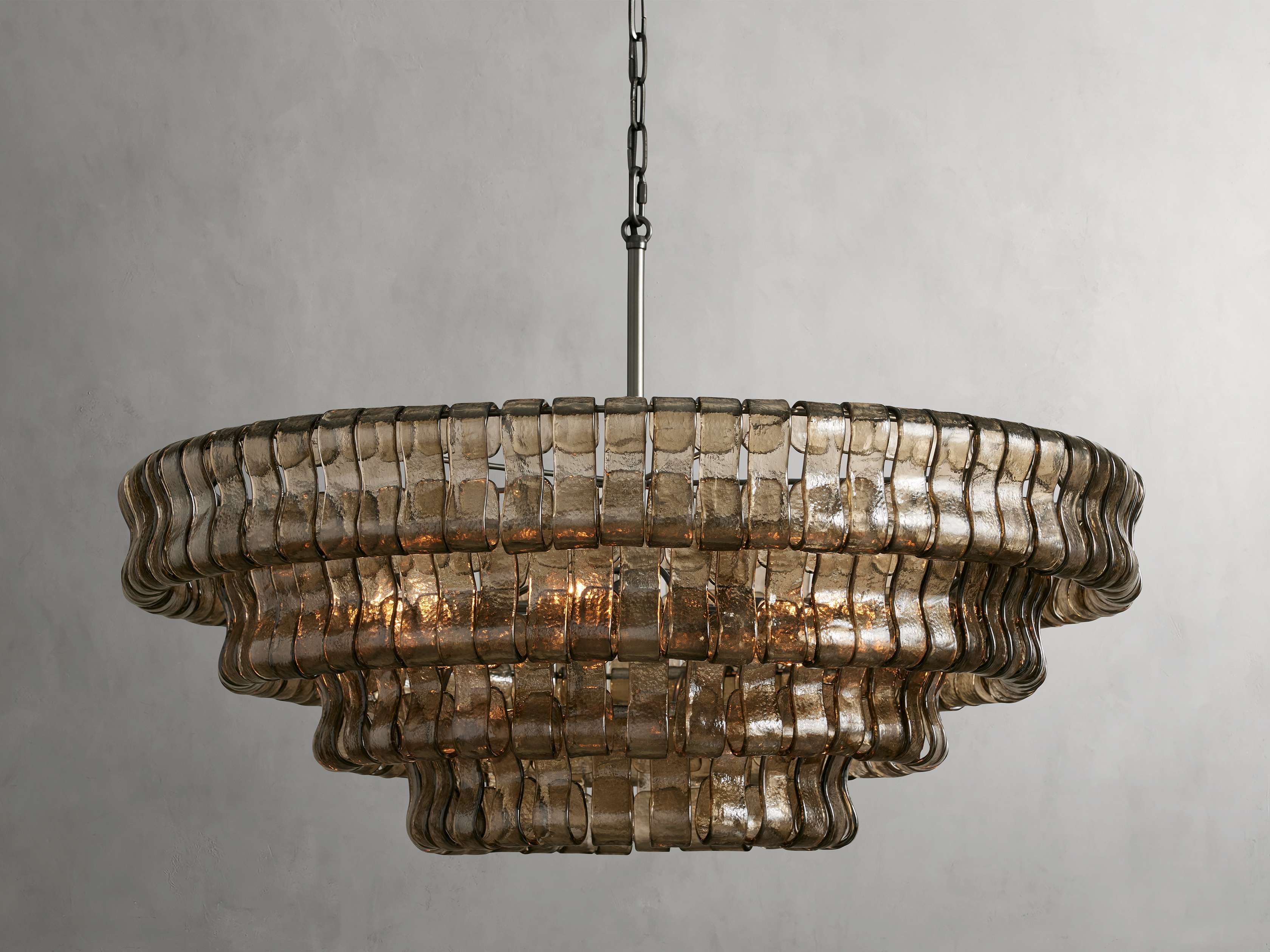Ghiaccio Round Chandelier in Glass 36" Bronze /Smoke - Image 0