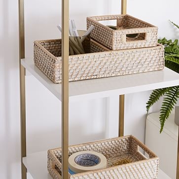 Modern Weave Basket, Whitewashed, Set of 3 - Image 0