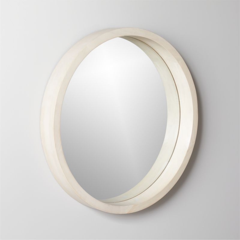 Acacia White Wash Round Mirror 24" - Image 1