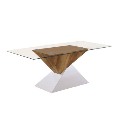 Two Tone Wooden End Table With Pedestal Base, White And Brown - Image 0