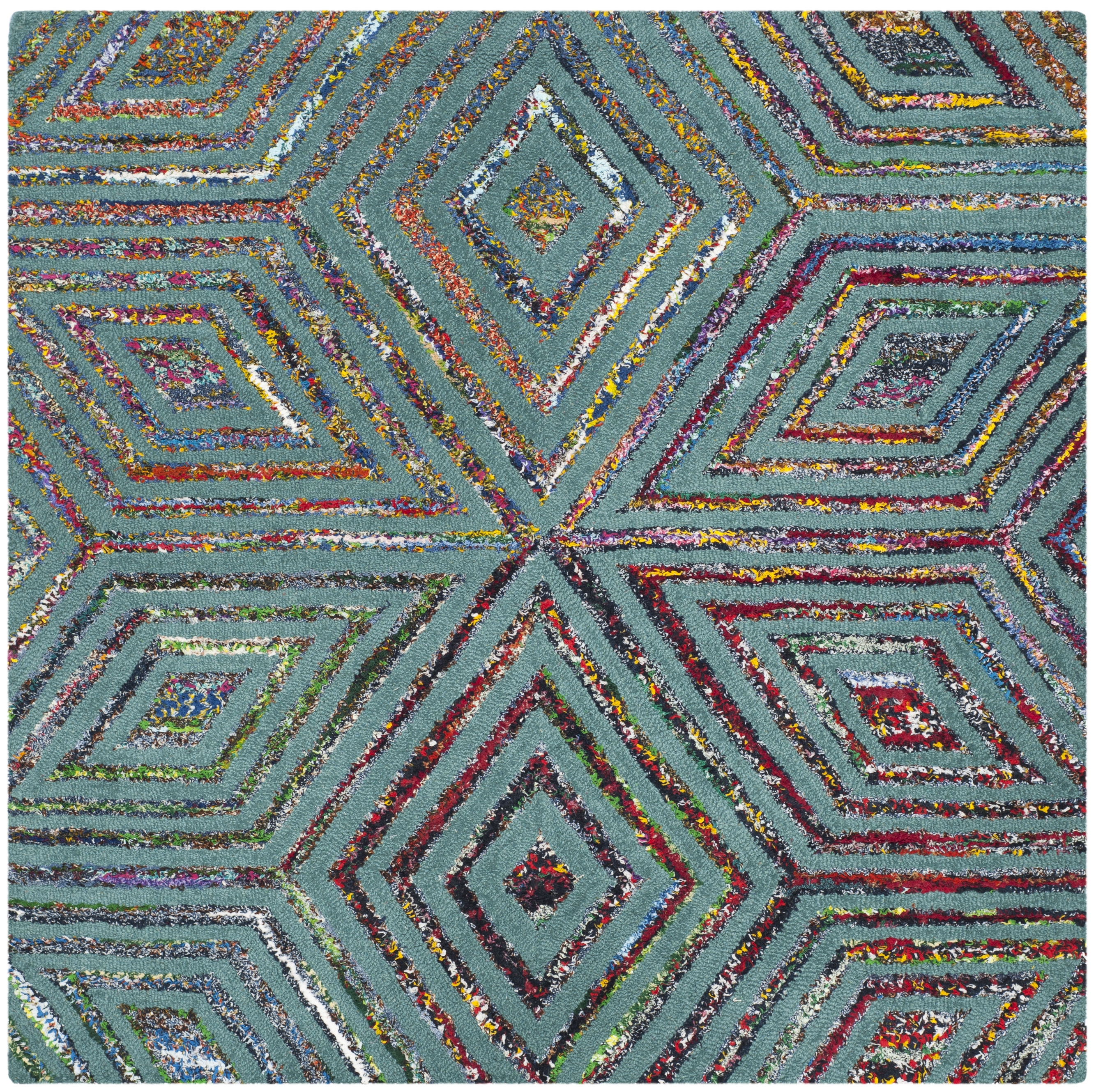 Arlo Home Hand Tufted Area Rug, NAN607A, Blue,  4' X 4' Square - Image 0