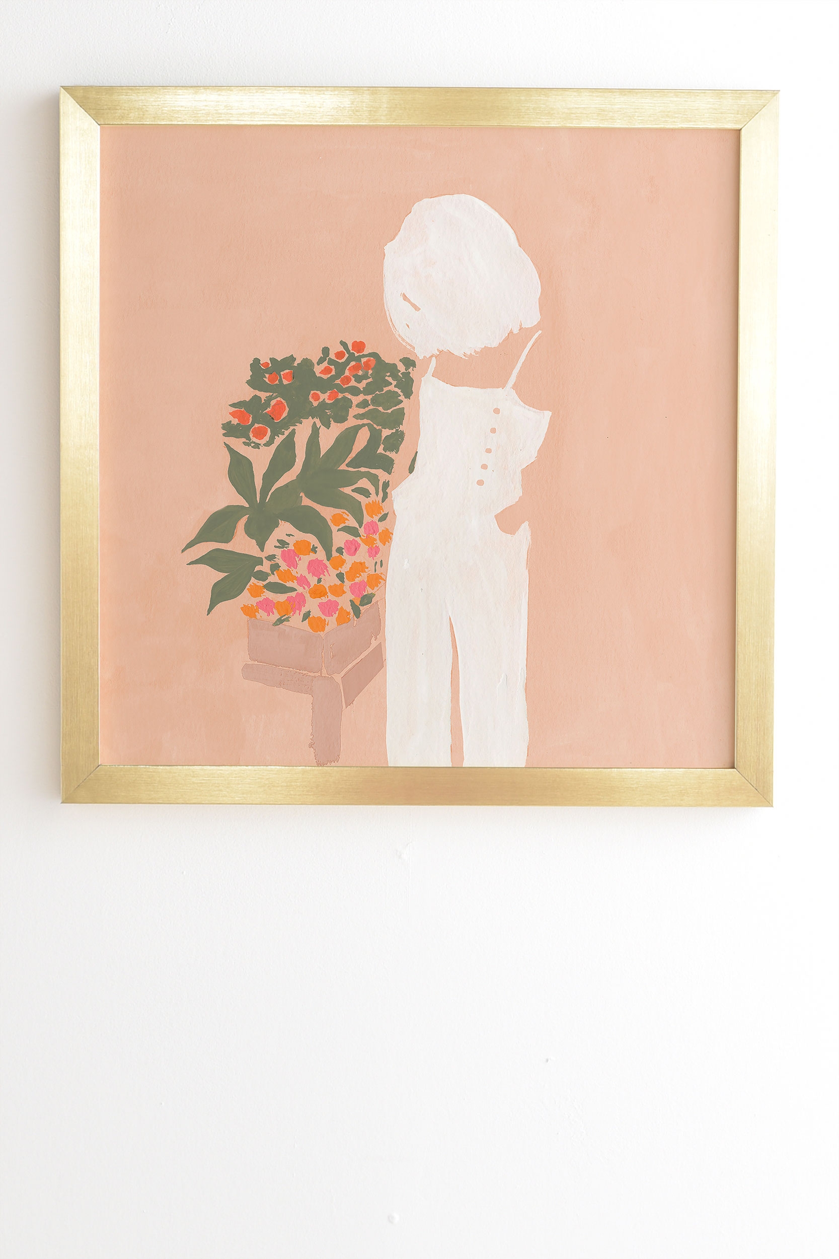Flower Shoppe Girl by Megan Galante - Framed Wall Art Basic Gold 11" x 13" - Image 1