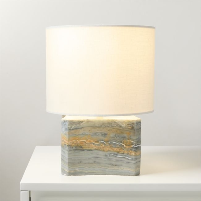 Anelle Petite Blue Onyx Table Lamp with Linen Shade - Image 0
