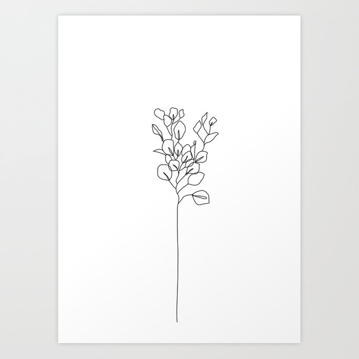 Botanical Floral Illustration Line Drawing - Eucalyptus Art Print by The Colour Study - X-Large - Image 0
