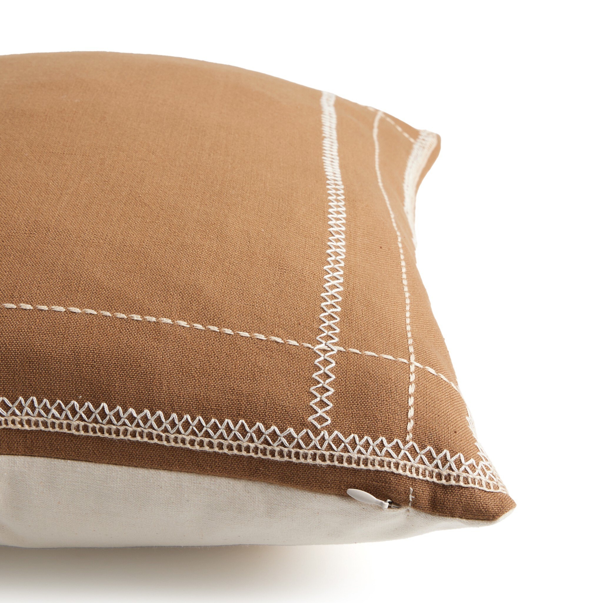Handwoven Cadena Pillow - Taupe Cotton - Image 4