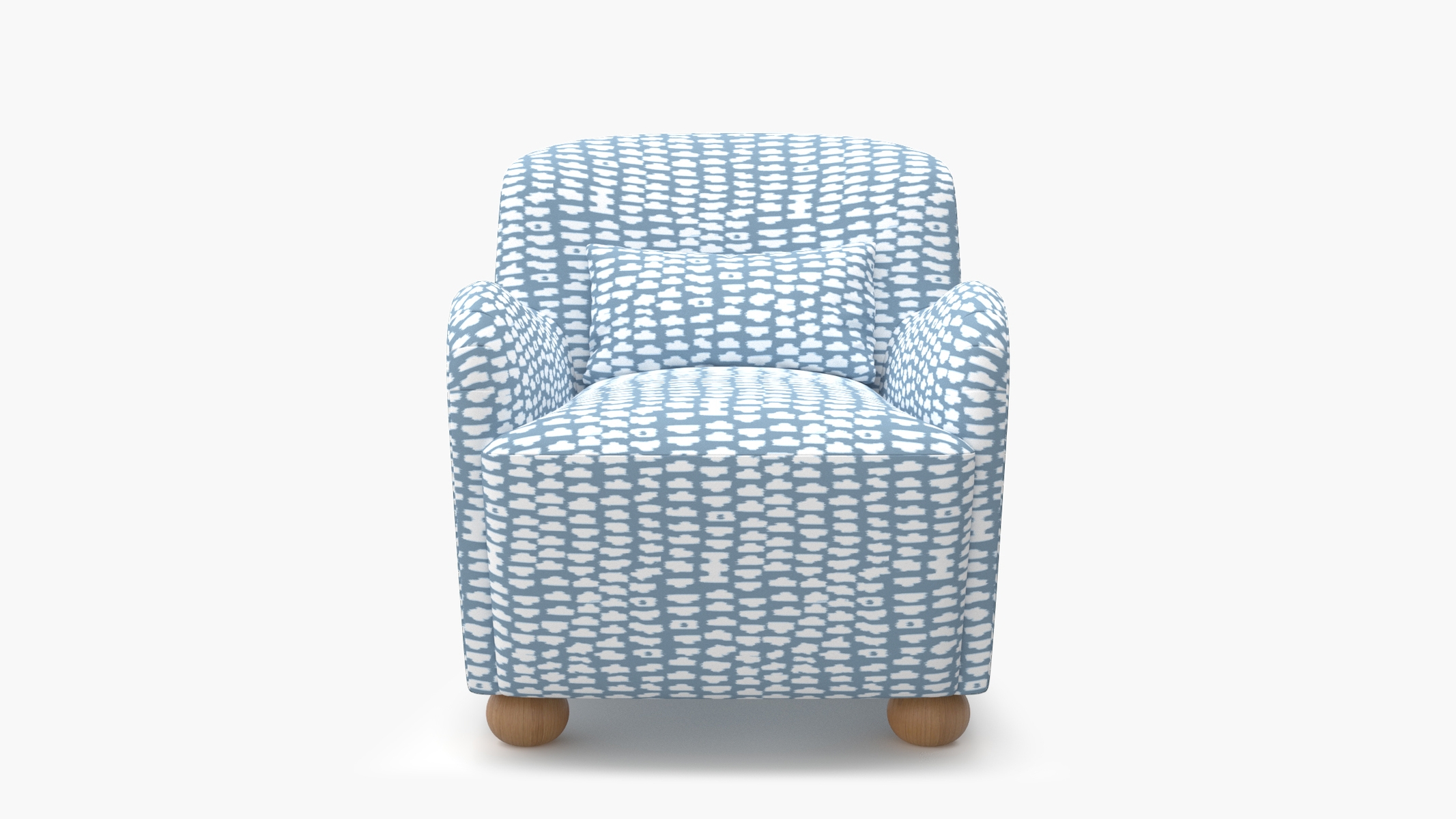 Club Chair, Dusty Blue Odalisque, Natural Bun Foot - Image 1