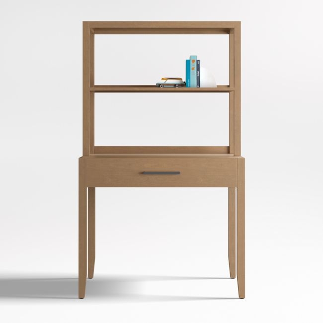 Ever Simple Modular Natural Brown Wood Kids Desk and Hutch - Image 0