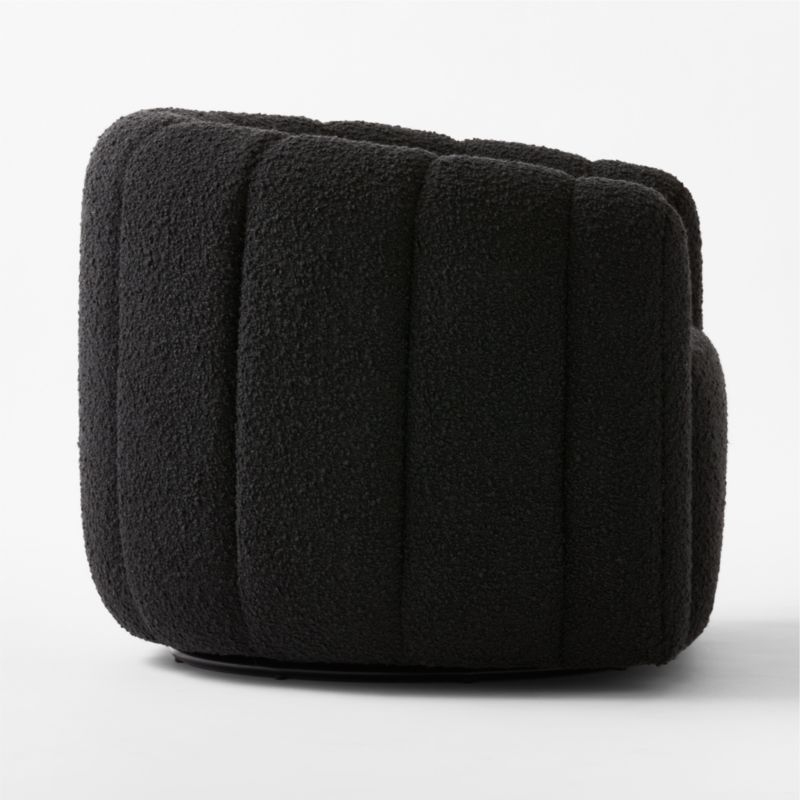 Fitz Channeled Black Boucle Swivel Chair - Image 3