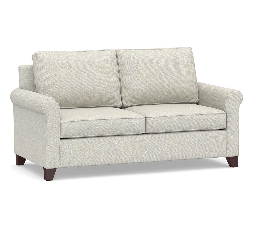Cameron Roll Arm Upholstered Full Sleeper Sofa with Air Topper, Polyester Wrapped Cushions, Performance Heathered Basketweave Dove - Image 0