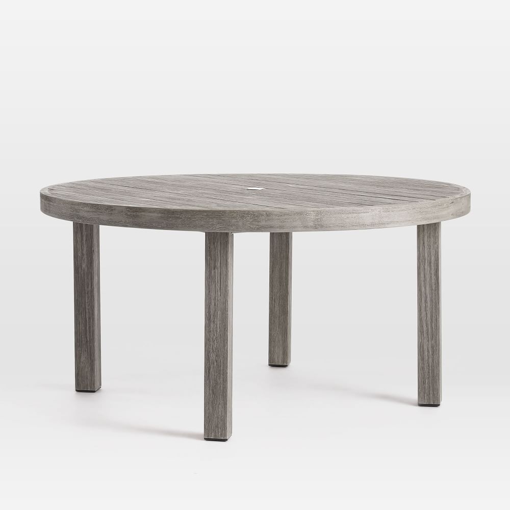 Portside Outdoor Round Dining Table, 60", Weathered Gray - Image 0