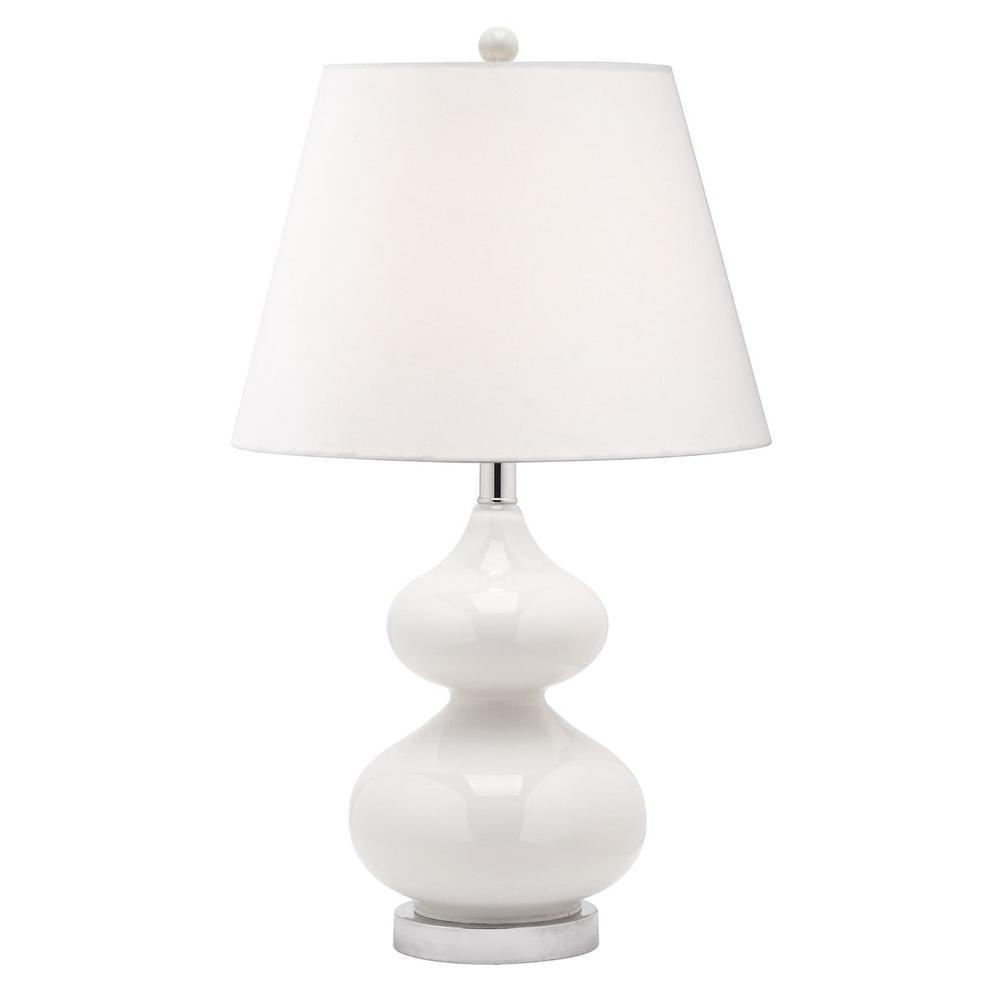 Dainolite 1 Light White Table Lamp with Laminated Fabric Shade - Image 0