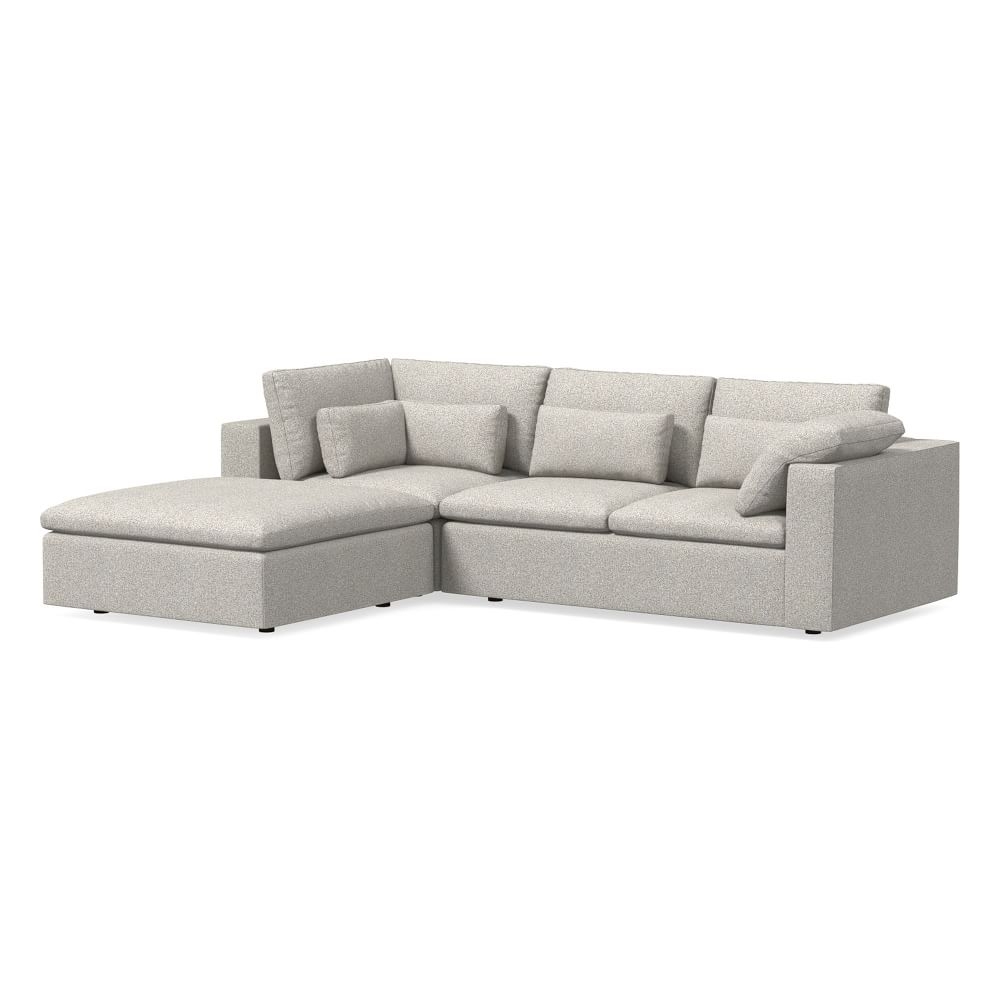 Harmony Mod 122" Left Ottoman Multi Seat 3-Piece Sectional, Chenille Tweed, Storm Gray - Image 0