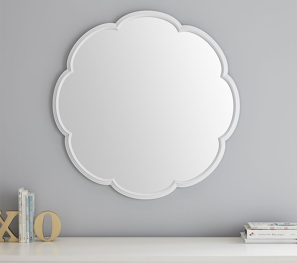 Scallop Mirror, White - Image 0