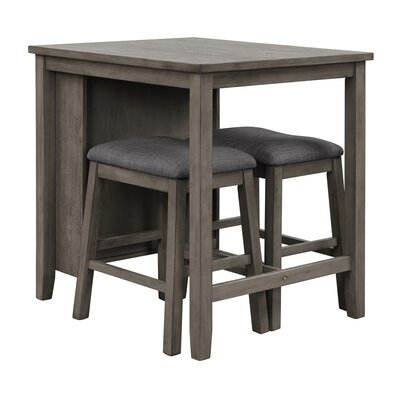 Piece Square Dining Table With Padded Stools, Table Set With Storage Shelf, Dark Gray - Image 0