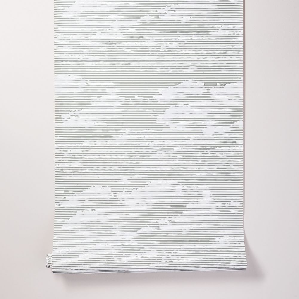 Etched Clouds Print Wallpaper, Brick Dust - Image 0