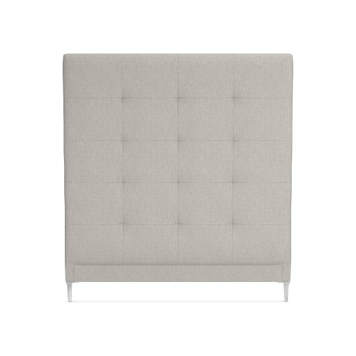 Brooklyn 72 Queen Extra Tall Headboard Only PN, Polished Nickel, Perennials Performance Melange Weave, Oyster - Image 0