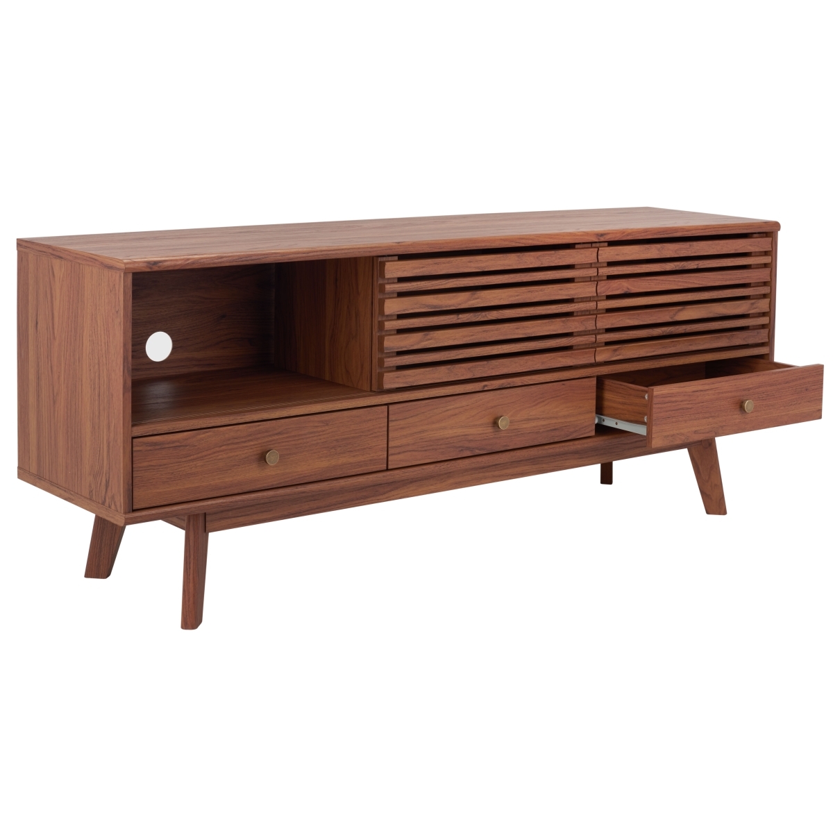 Alatar 3 Drawer 1 Shelf Media Stand - Walnut - Safavieh - Image 7
