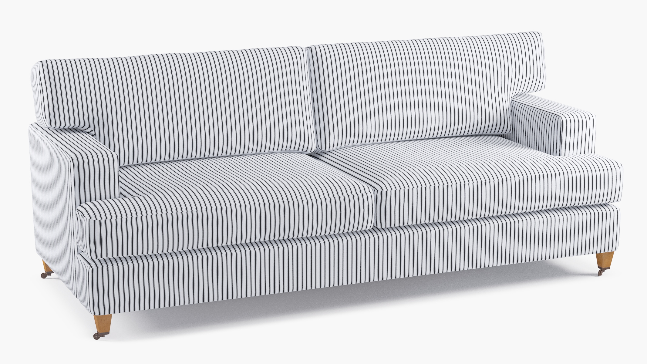 Classic Sofa, Black Classic Ticking Stripe, Oak - Image 1