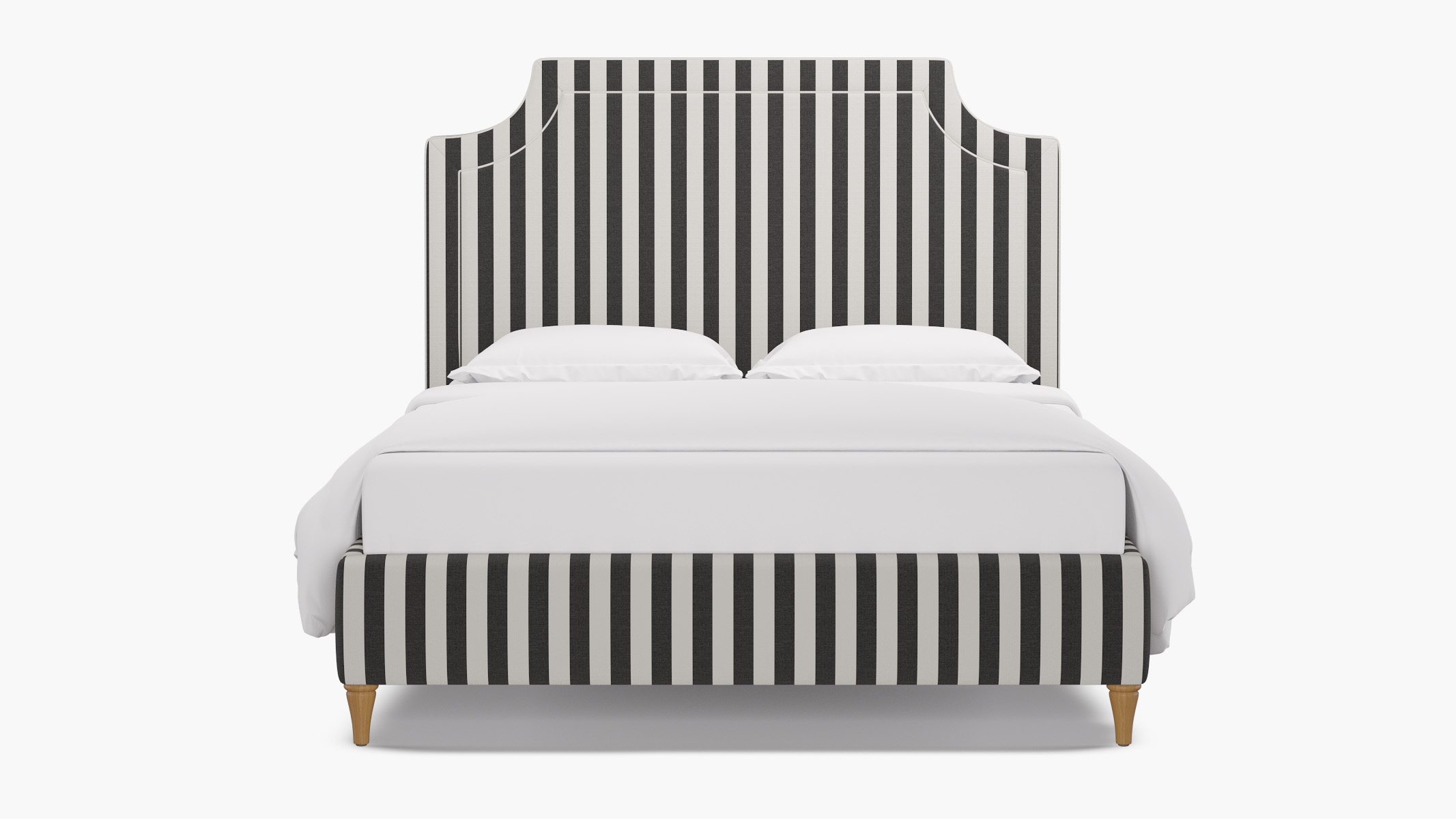 Deco Bed, Ink Cabana Stripe, Natural Decorative Tapered Leg, Twin - Image 0