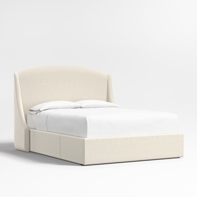 Lafayette 56" Ivory Upholstered Queen Headboard with Storage Bed Base - Image 0