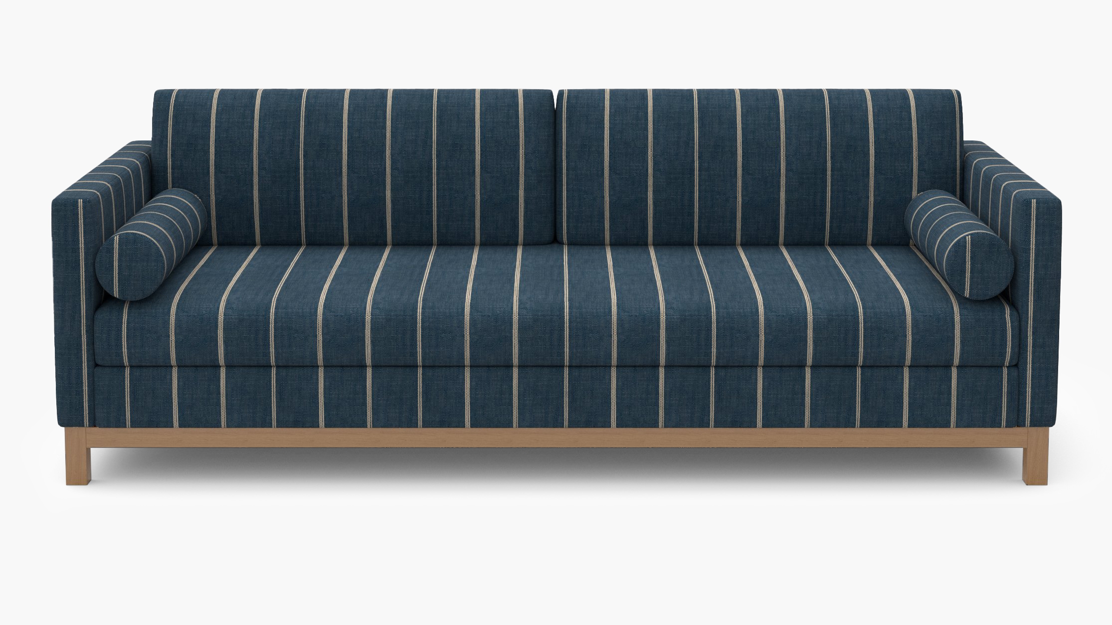 Tailored Tuxedo Sofa, Indigo Felix, Natural Wood Rail - Image 0