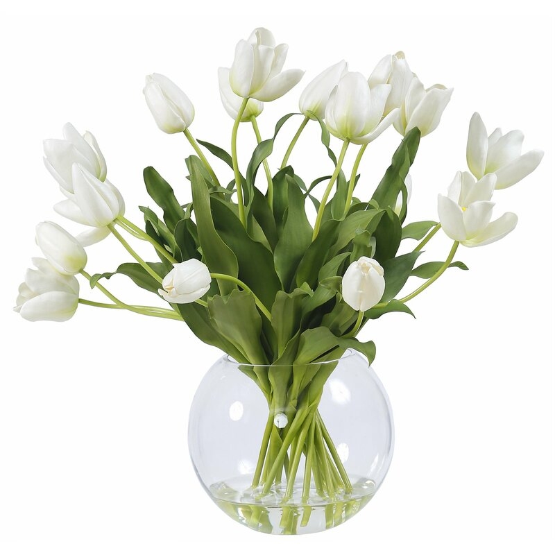 Winward Home Tulips Floral Arrangement in Vase - Image 0