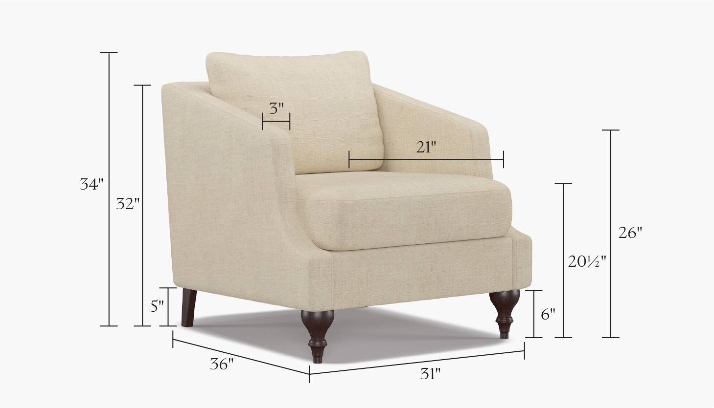 Slope Arm Chair, Delft La Vendee, Natural Turned Wood Leg - Image 2