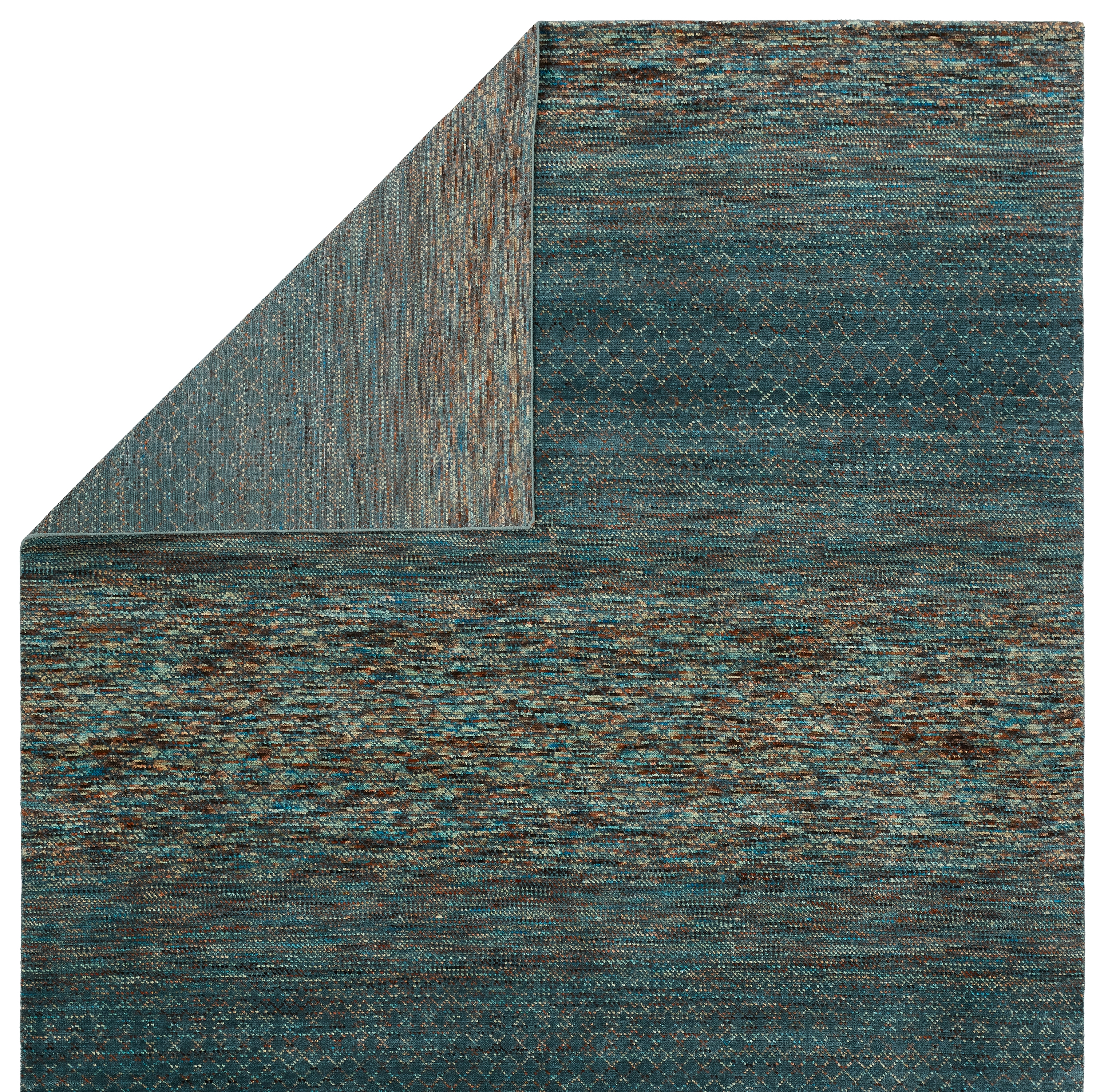 Aissa HRM01 Handknotted Solid Blue and Multicolor Area Rug (6'x9') - Image 2
