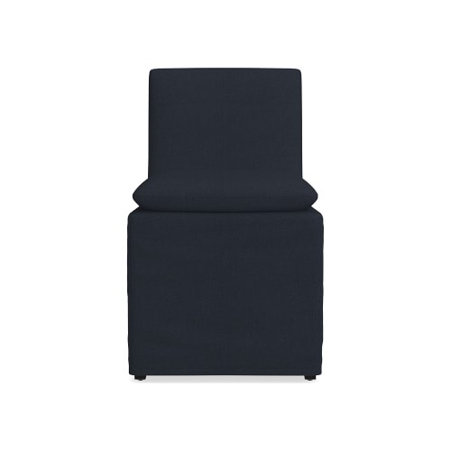 Laguna Slipcovered Dining Side Chair, Standard Cushion, Belgian Linen, Indigo - Image 0