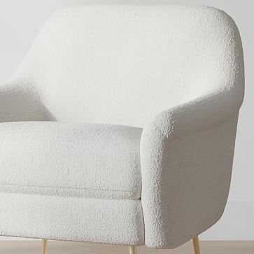 Phoebe Midcentury Chair, Poly, Performance Coastal Linen, White, Brass - Image 3