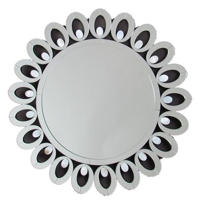 Mirror With Open Cut Design And Mother Of Pearl Accent, Silver - Image 0