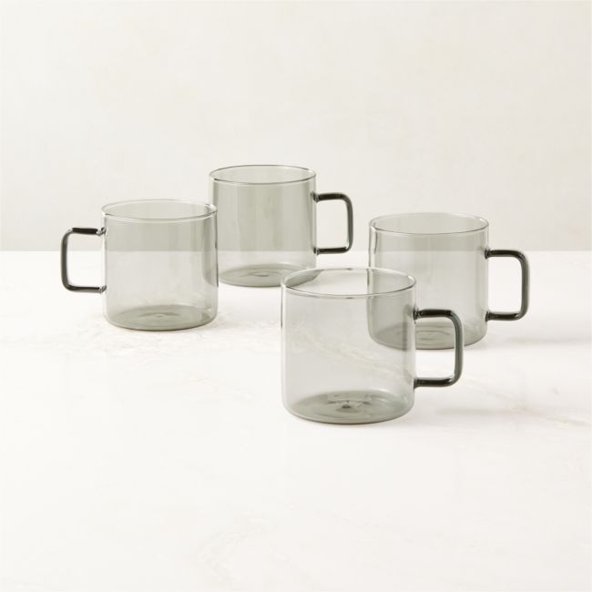 Cantina Smoked Glass Coffee Mugs 10oz Set of 4 - Image 0