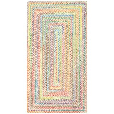 Aaru Striped Hand Braided Cotton Pink/Blue/Yellow Area Rug - Image 0