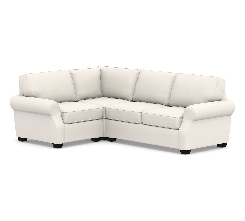 SoMa Fremont Roll Arm Upholstered Right Arm 3-Piece Corner Sectional, Polyester Wrapped Cushions, Sunbrella(R) Performance Chenille Salt - Image 0