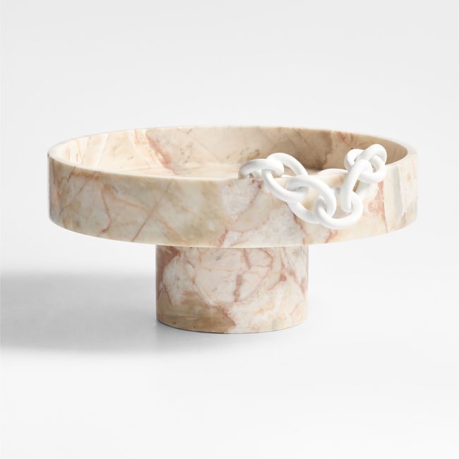 Isola Red Marble Pedestal Tray - Image 0