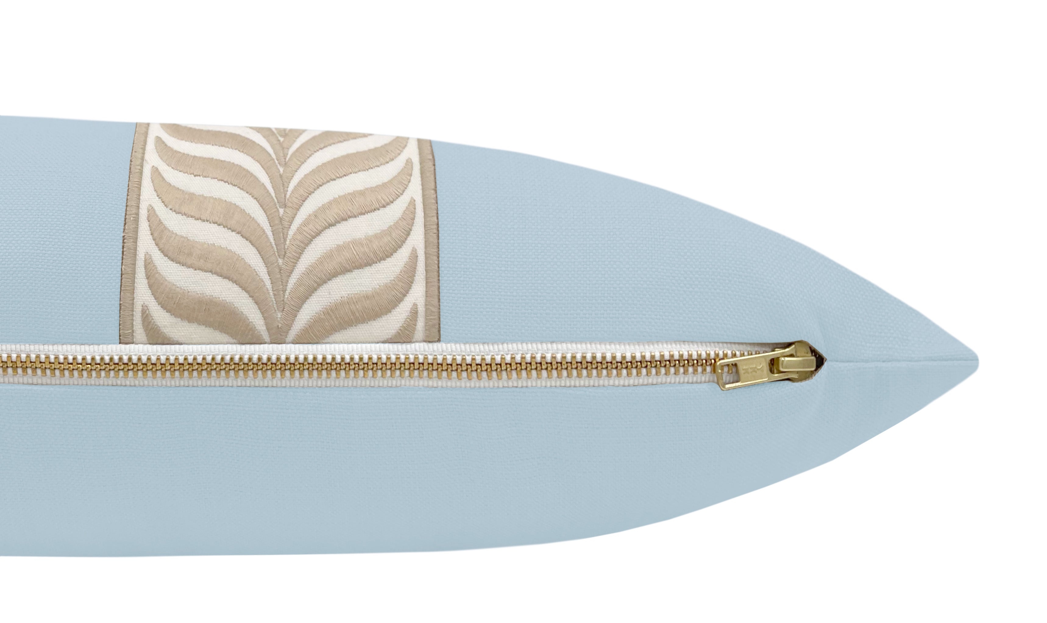 THE XL LUMBAR :: CLASSIC LINEN // POWDER BLUE + TRELLIS TRIM // NATURAL - Sample 4" X 4" - Image 1