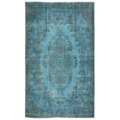 One-of-a-Kind Hand-Knotted 1960s Turquoise 5'9" x 9'5" Area Rug - Image 0