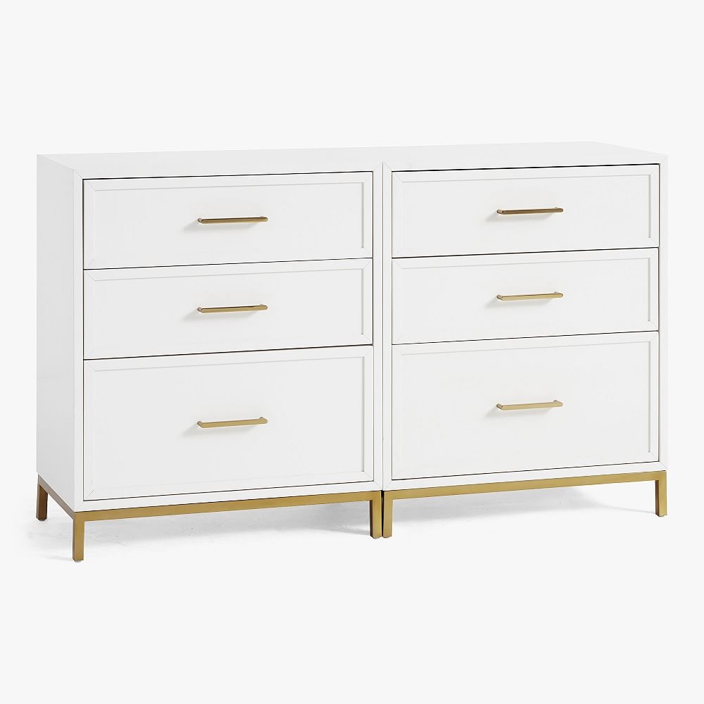 Blaire Double 3-Drawer Storage Cabinets, Simply White, White Glove In-Home - Image 0