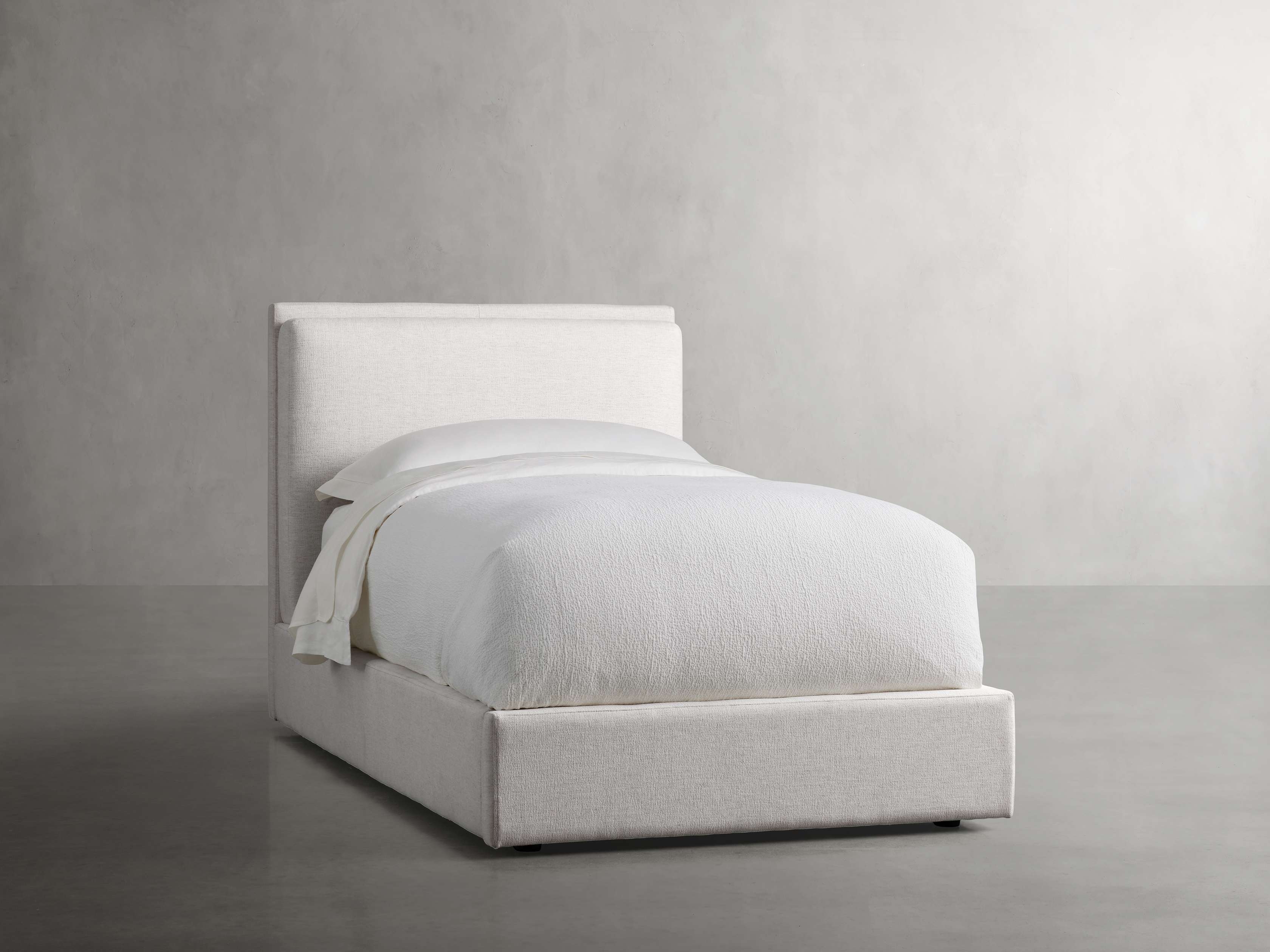 Lennon Twin Bed in Upholstered None  Nomad Snow - Image 0