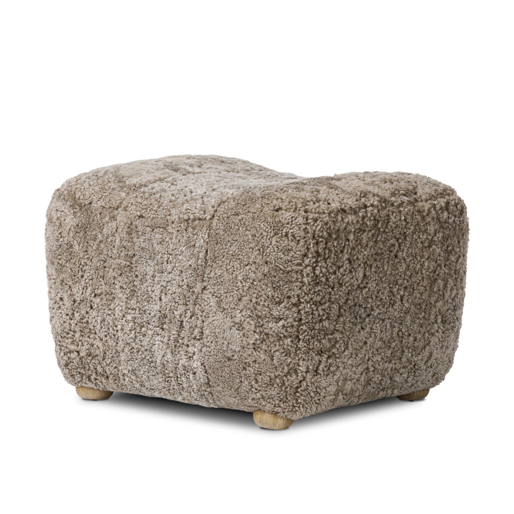 Oslo Ottoman - Taupe Shearling by Amber Lewis x Four Hands - Image 1