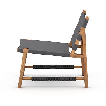 Teak Outdoor Sling Chair, Charcoal - Image 3