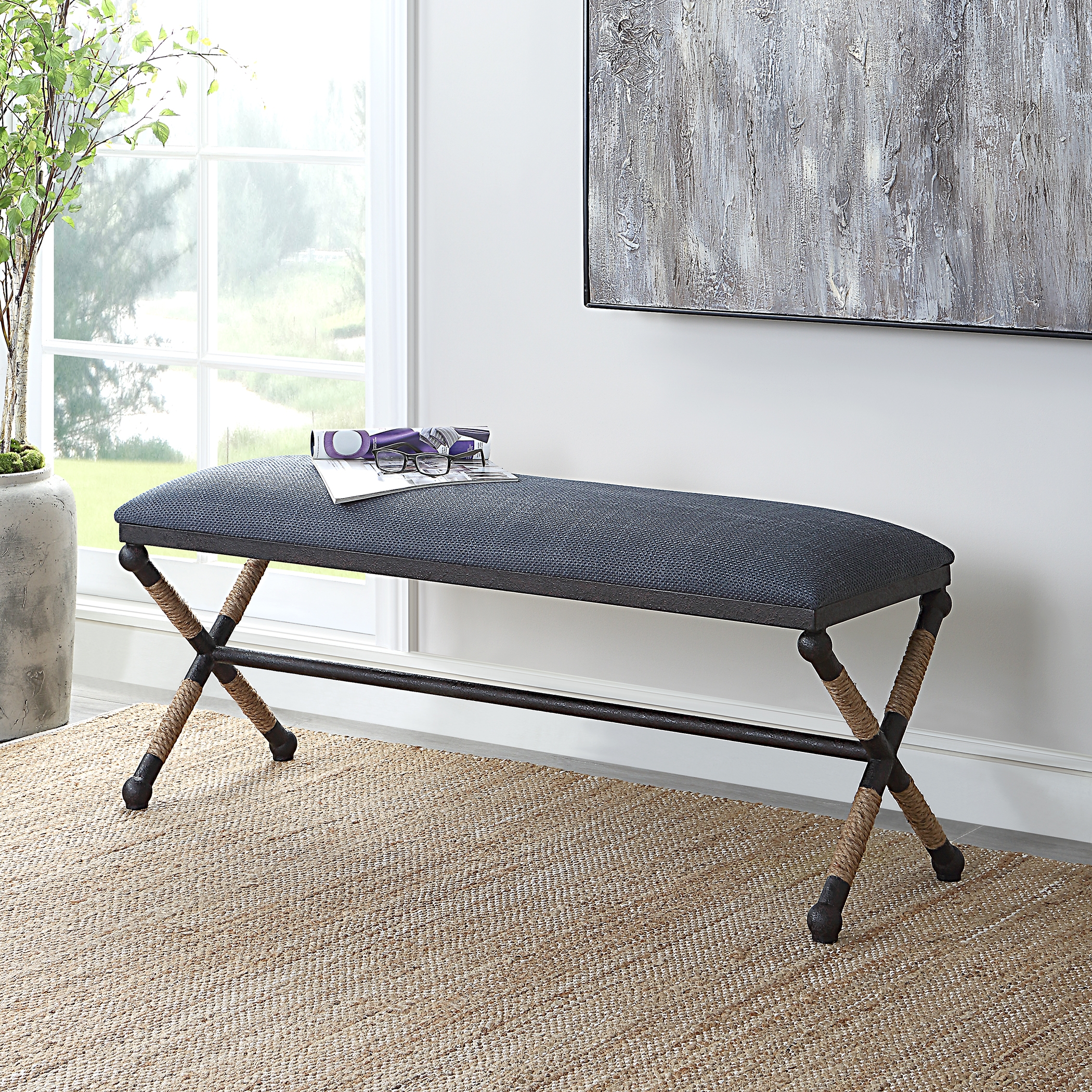 Firth Rustic Navy Bench - Image 1